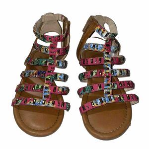 Girl's Stevies Gladiator Sandals Sz 1 Pink Embellished Gems Shoes